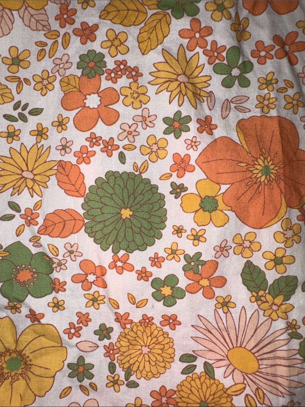 Cozy Earth Floral Short-Sleeve Button Front Top in Orange & Green- M - Picture 5 of 7